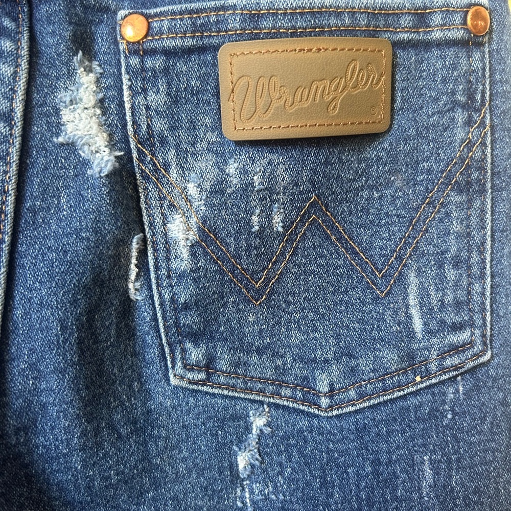 Wrangler Women's Distressed Blue Boot Cut Jeans